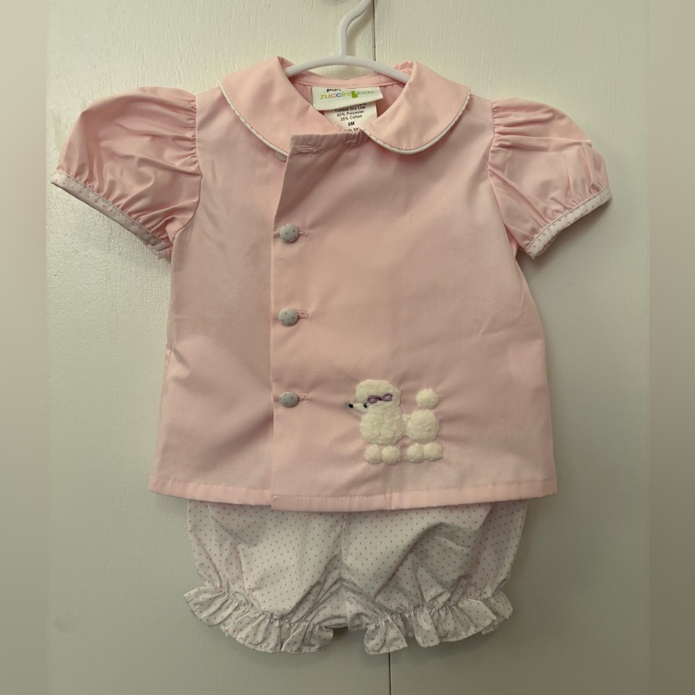 Petit Ami Pink Poodle Two-Piece Diaper Cover Set
